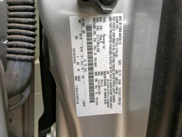 1FAHP3F21CL324642 - 2012 FORD FOCUS SE SILVER photo 10