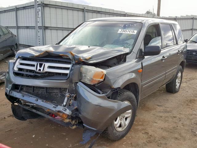 2HKYF18187H535935 - 2007 HONDA PILOT LX GRAY photo 2