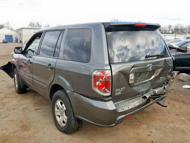 2HKYF18187H535935 - 2007 HONDA PILOT LX GRAY photo 3