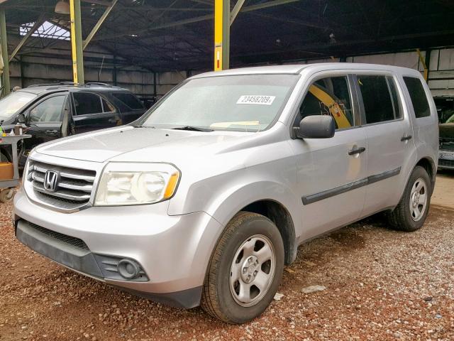 5FNYF3H26CB008618 - 2012 HONDA PILOT LX SILVER photo 2