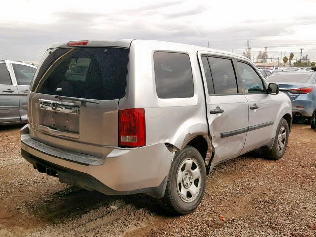 5FNYF3H26CB008618 - 2012 HONDA PILOT LX SILVER photo 4