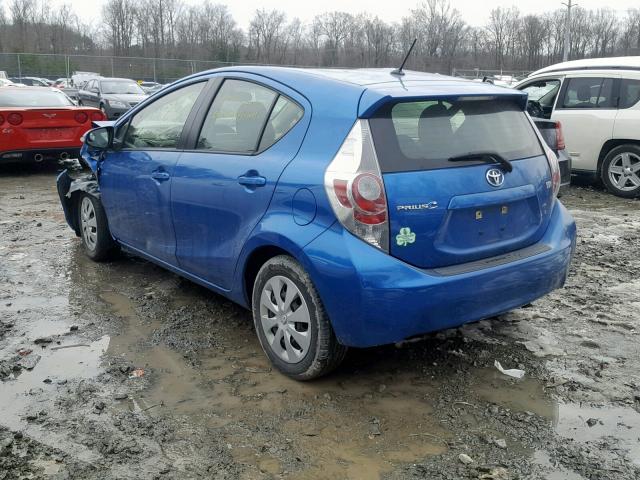 JTDKDTB37C1506512 - 2012 TOYOTA PRIUS C BLUE photo 3