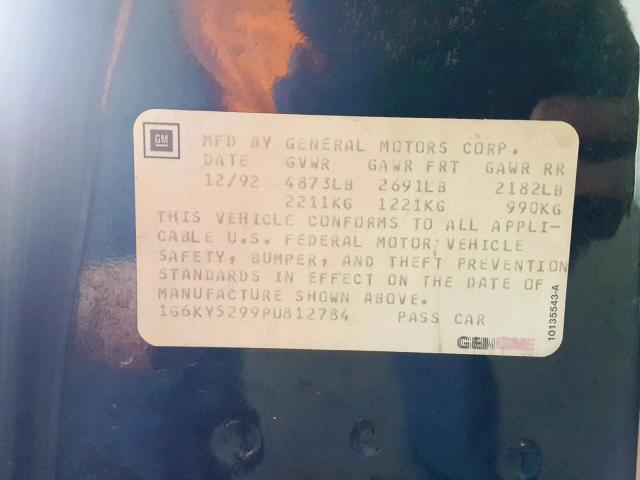 1G6KY5299PU812784 - 1993 CADILLAC SEVILLE ST GREEN photo 10