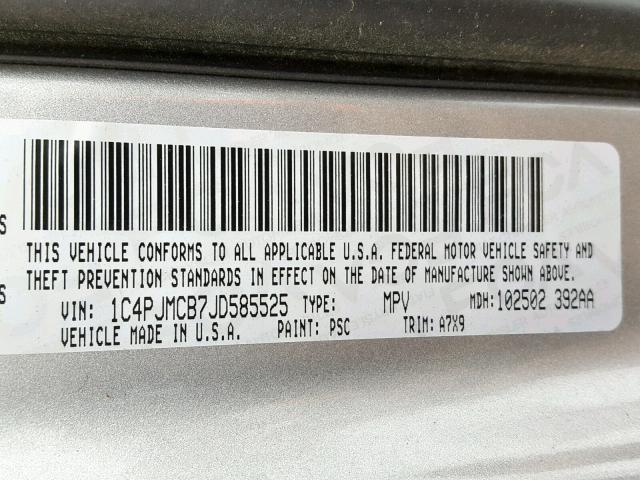 1C4PJMCB7JD585525 - 2018 JEEP CHEROKEE L SILVER photo 10