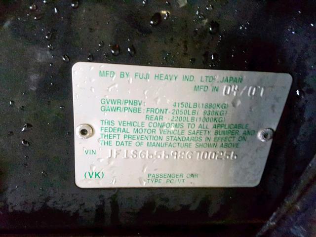 JF1SG65698G700256 - 2008 SUBARU FORESTER 2 Grafit foto 10