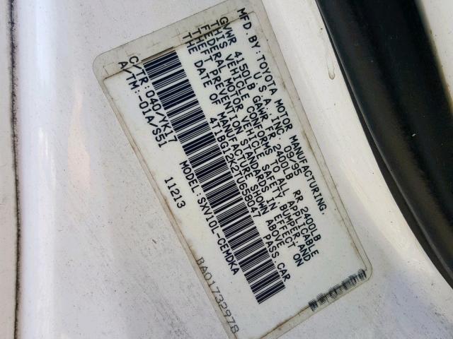 4T1BG12K2TU658047 - 1996 TOYOTA CAMRY DX WHITE photo 10