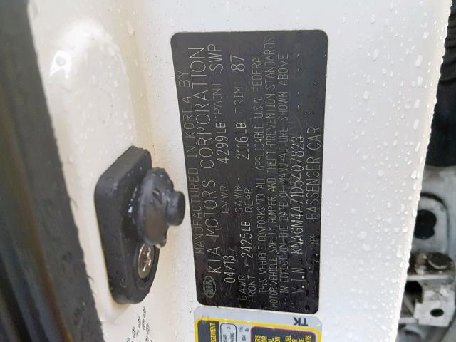 KNAGM4A71D5407823 - 2013 KIA OPTIMA LX თეთრი ფოტო 10