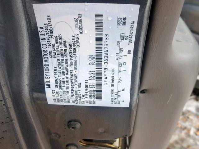 1FAFP34383W173753 - 2003 FORD FOCUS SE C GRAY photo 10