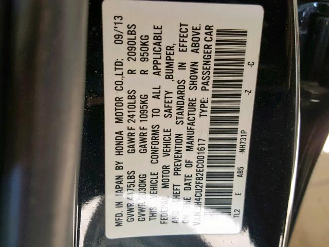 JH4CU2F82EC001617 - 2014 ACURA TSX SE BLACK photo 10