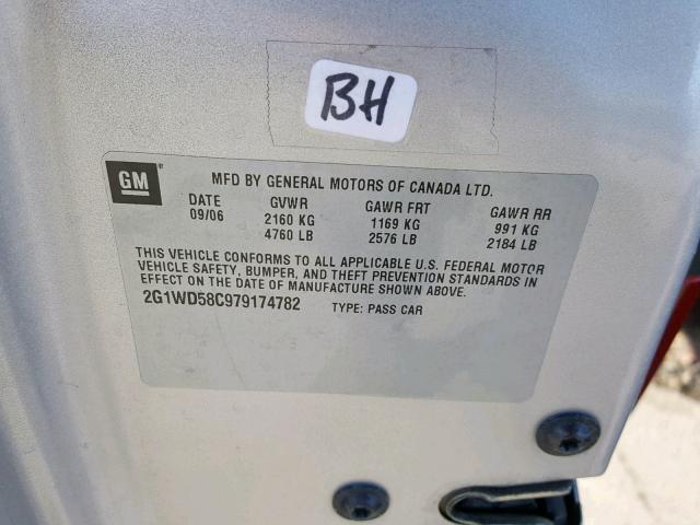 2G1WD58C979174782 - 2007 CHEVROLET IMPALA SUP ვერცხლისფერი ფოტო 10