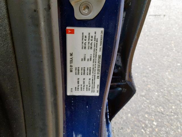 5YJ3E1EA7JF075982 - 2018 TESLA MODEL 3 ლურჯი ფოტო 10