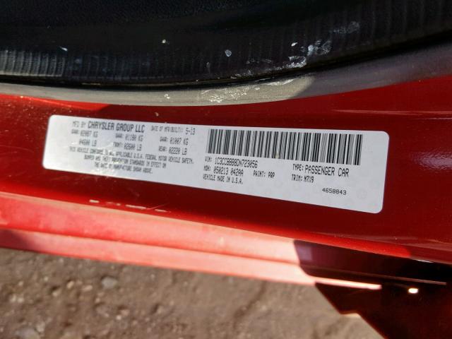 1C3CCBBB8DN723056 - 2013 CHRYSLER 200 TOURIN RED photo 10