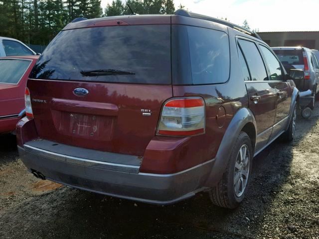 1FMDK05W38GA08102 - 2008 FORD TAURUS X S MAROON photo 4