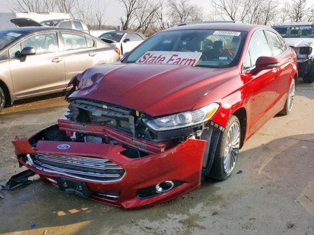 3FA6P0K9XDR177376 - 2013 FORD FUSION TIT RED photo 2