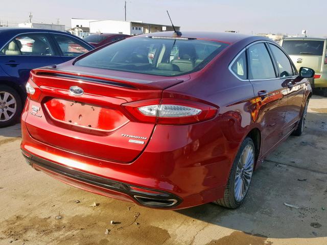 3FA6P0K9XDR177376 - 2013 FORD FUSION TIT RED photo 4