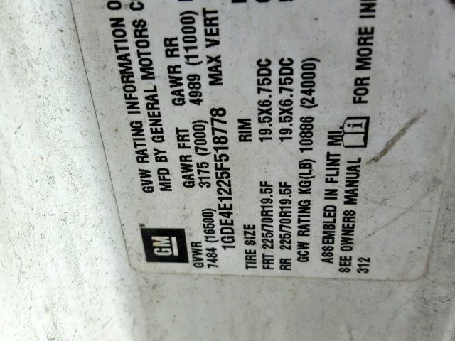 1GDE4E1225F518778 - 2005 GMC C4500 C4E0 Ақ фото 10