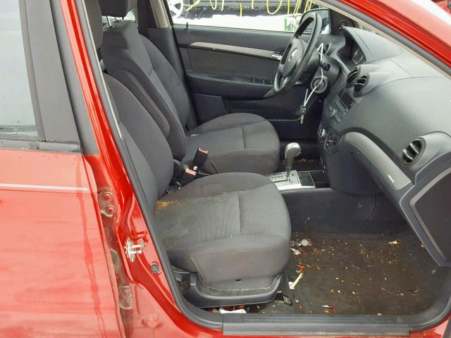 KL1TD56E09B632782 - 2009 CHEVROLET AVEO LS RED photo 5