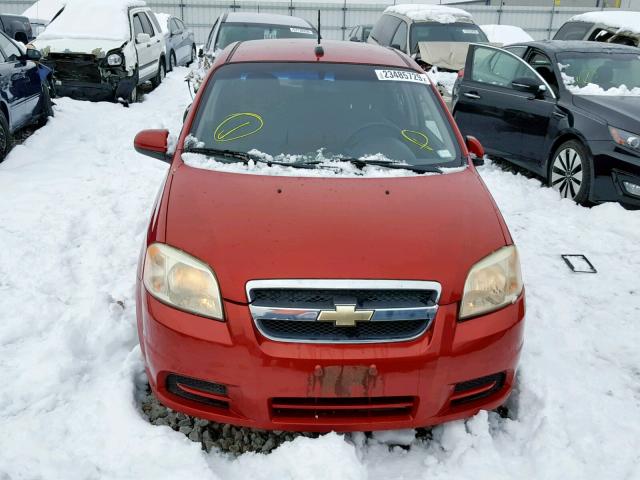 KL1TD56E09B632782 - 2009 CHEVROLET AVEO LS RED photo 9