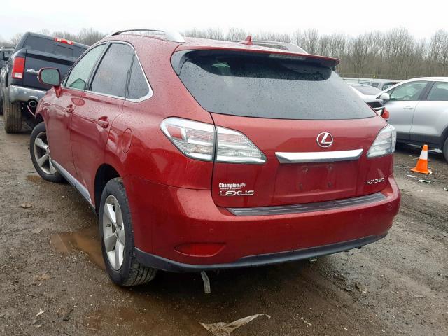 2T2BK1BA1AC039892 - 2010 LEXUS RX 350 RED photo 3