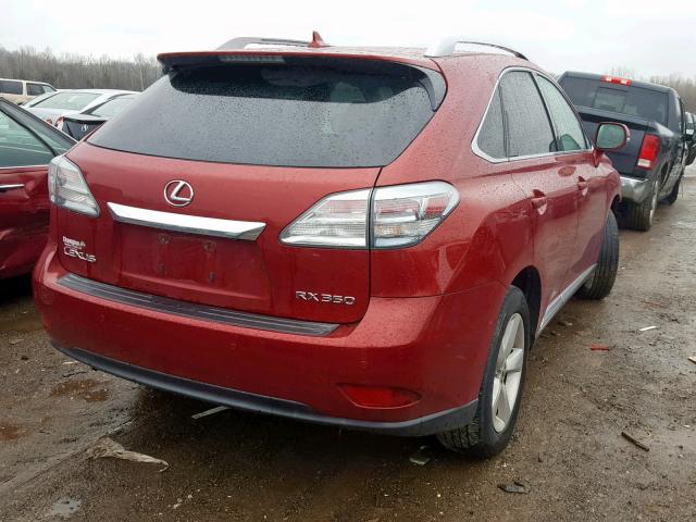 2T2BK1BA1AC039892 - 2010 LEXUS RX 350 RED photo 4