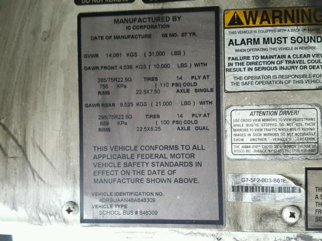 4DRBUAAN48A648309 - 2008 IC CORPORATION 3000 黄色 照片 10