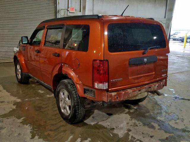 1D8GU28K28W234056 - 2008 DODGE NITRO SXT ORANGE photo 3