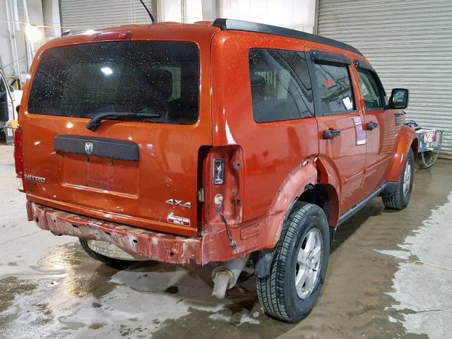 1D8GU28K28W234056 - 2008 DODGE NITRO SXT ORANGE photo 4