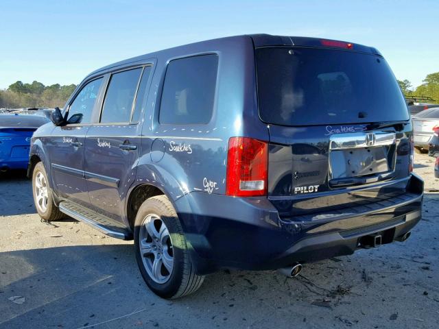 5FNYF3H59CB039727 - 2012 HONDA PILOT EXL BLUE photo 3