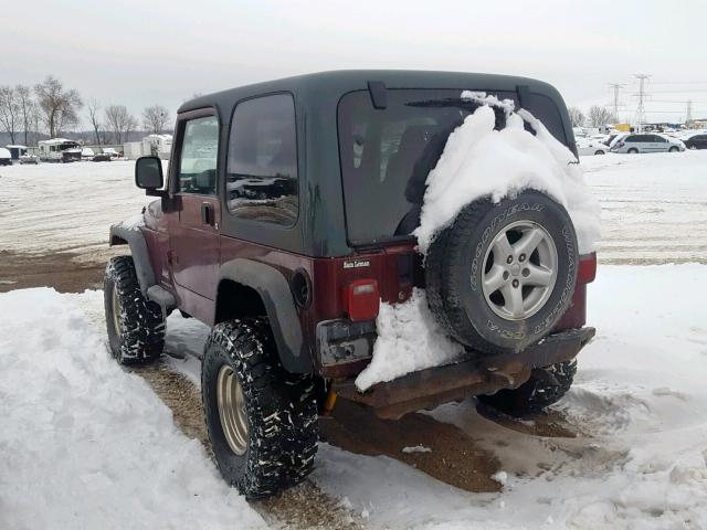 1J4FA49S93P344984 - 2003 JEEP WRANGLER / BURGUNDY photo 3