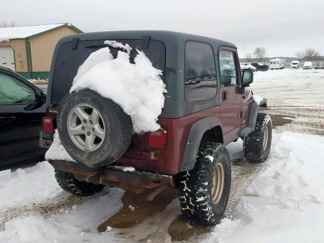 1J4FA49S93P344984 - 2003 JEEP WRANGLER / BURGUNDY photo 4