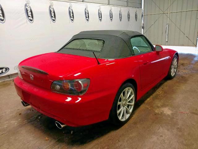 JHMAP21427S004058 - 2007 HONDA S2000 RED photo 4