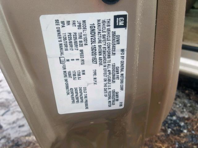 1GNDV23L15D201627 - 2005 CHEVROLET UPLANDER L 棕色 照片 10