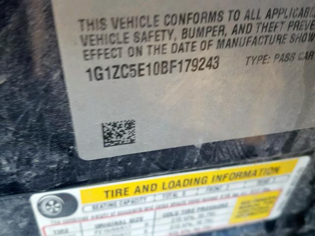 1G1ZC5E10BF179243 - 2011 CHEVROLET MALIBU 1LT ლურჯი ფოტო 10