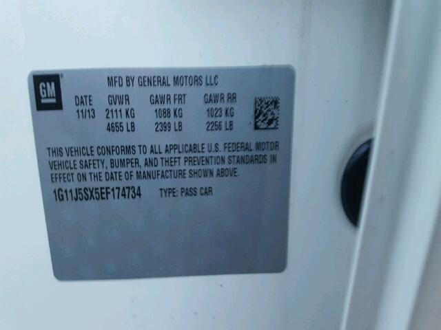 1G11J5SX5EF174734 - 2014 CHEVROLET MALIBU LTZ თეთრი ფოტო 10