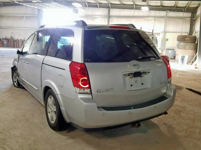 5N1BV28U14N324026 - 2004 NISSAN QUEST S SILVER photo 3