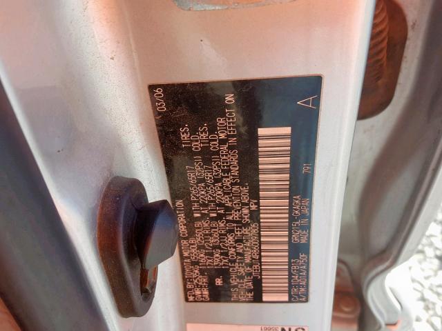 JTEBU14R860097805 - 2006 TOYOTA 4RUNNER SR 银色 照片 10