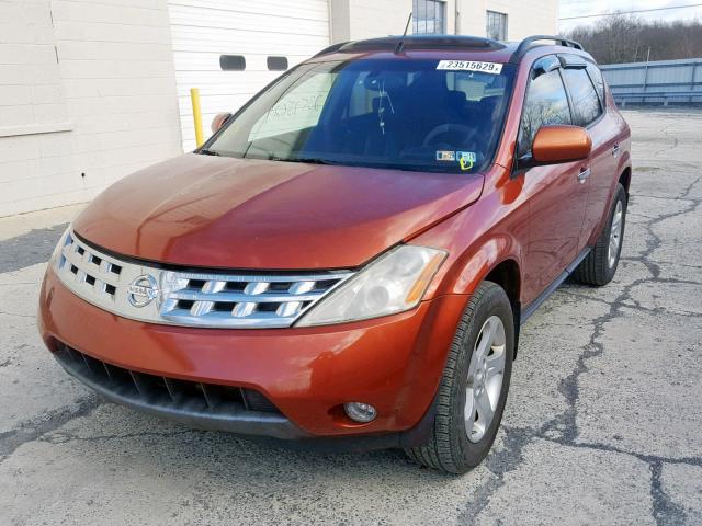 JN8AZ08W74W312634 - 2004 NISSAN MURANO ORANGE photo 2