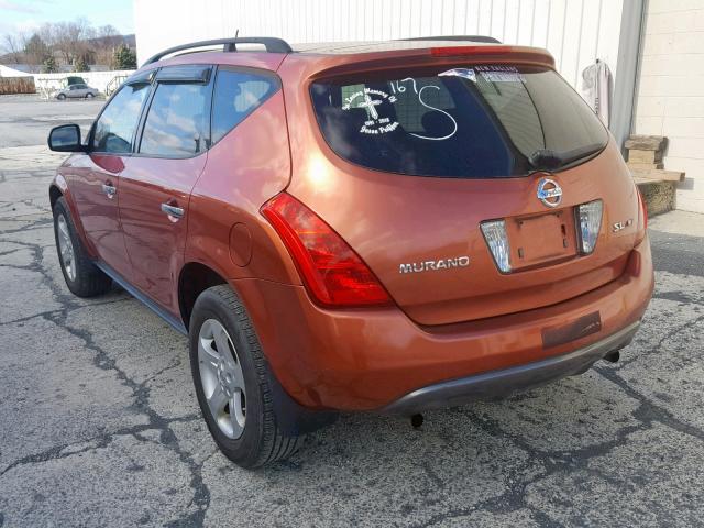 JN8AZ08W74W312634 - 2004 NISSAN MURANO ORANGE photo 3