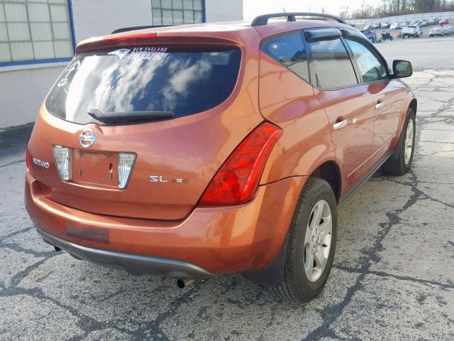 JN8AZ08W74W312634 - 2004 NISSAN MURANO ORANGE photo 4