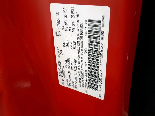 1D7HA18N85S107630 - 2005 DODGE RAM 1500 S RED photo 10