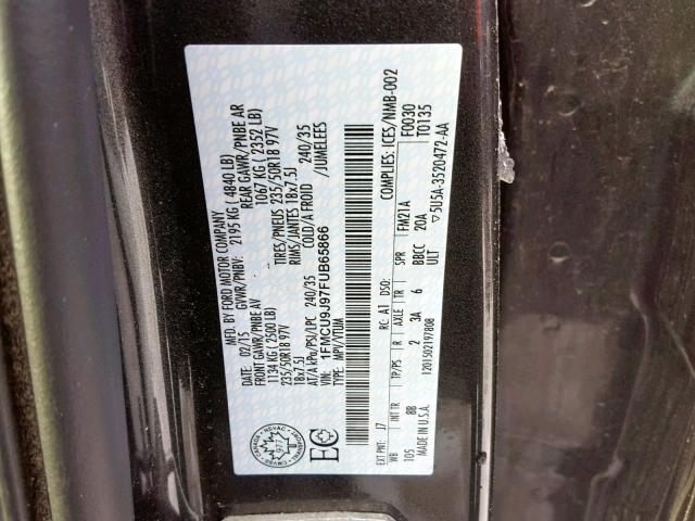 1FMCU9J97FUB65866 - 2015 FORD ESCAPE TIT GRAY photo 10