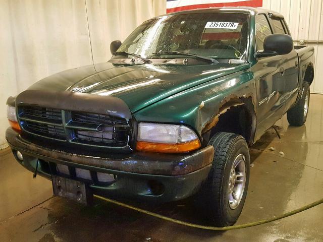 1B7HG2AZ1YS777066 - 2000 DODGE DAKOTA QUA GREEN photo 2