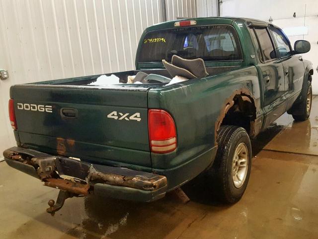 1B7HG2AZ1YS777066 - 2000 DODGE DAKOTA QUA GREEN photo 4