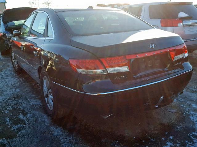 KMHFC46F17A242946 - 2007 HYUNDAI AZERA SE BLACK photo 3