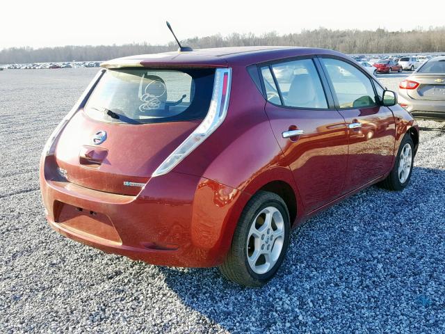 JN1AZ0CP8CT017346 - 2012 NISSAN LEAF SV RED photo 4