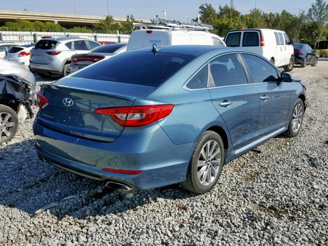 5NPE34AF6FH058181 - 2015 HYUNDAI SONATA SPO BLUE photo 4