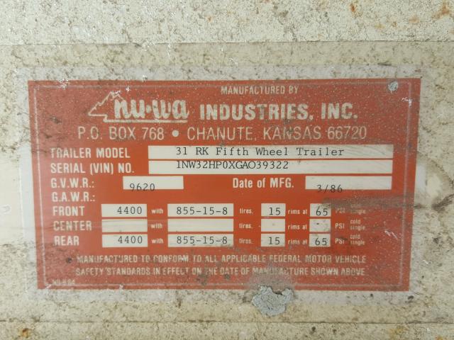 1NW32HP0XGA039322 - 1986 NUWA HITCHHIKER CREAM photo 10