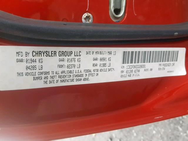 1C3CDFBA2DD288391 - 2013 DODGE DART SXT RED photo 10