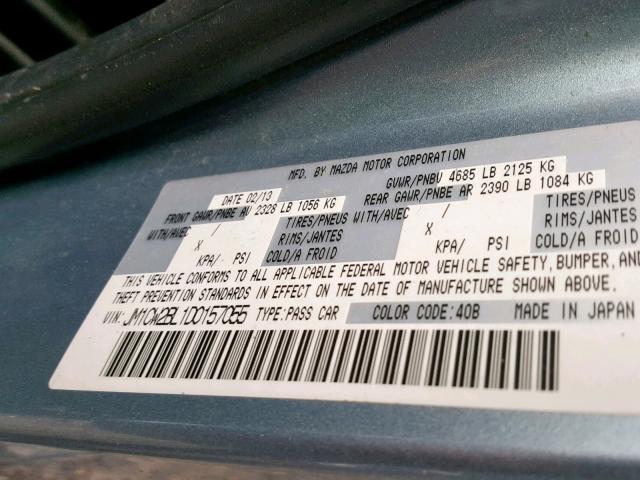 JM1CW2BL1D0157055 - 2013 MAZDA 5 BLUE photo 10