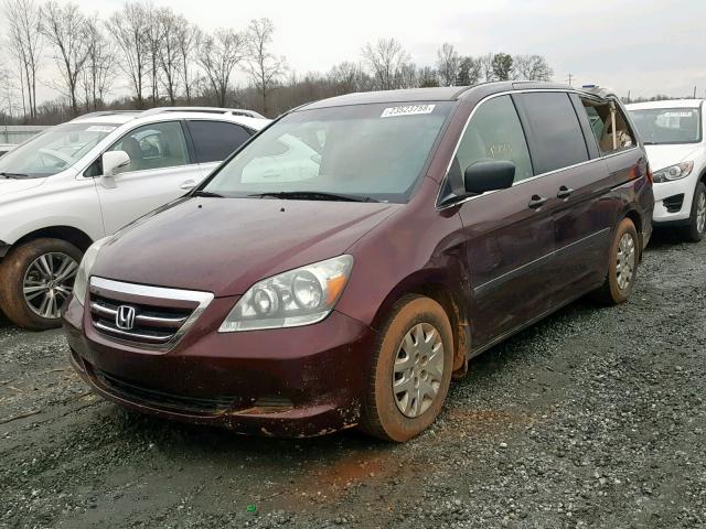 5FNRL38237B034600 - 2007 HONDA ODYSSEY LX BURGUNDY photo 2